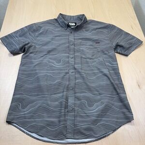 RSVLTS Star Wars Mandalorian Mens Button Up Shirt 2XL Gray Wave Pattern SS